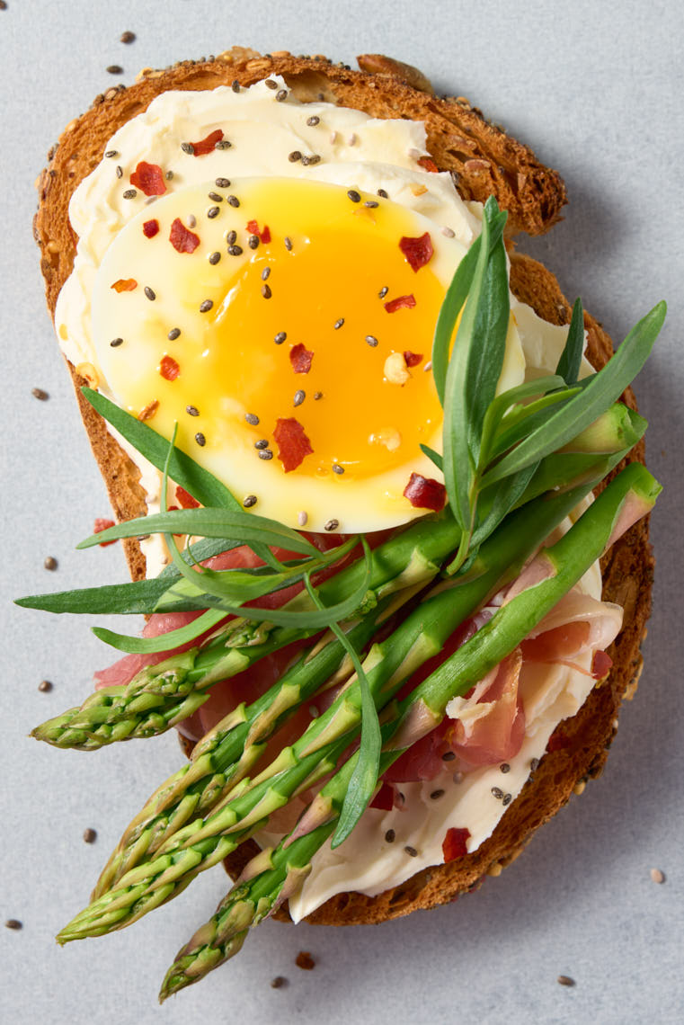 Food Photography PA, NJ - Tartines With Egg & Asparagus